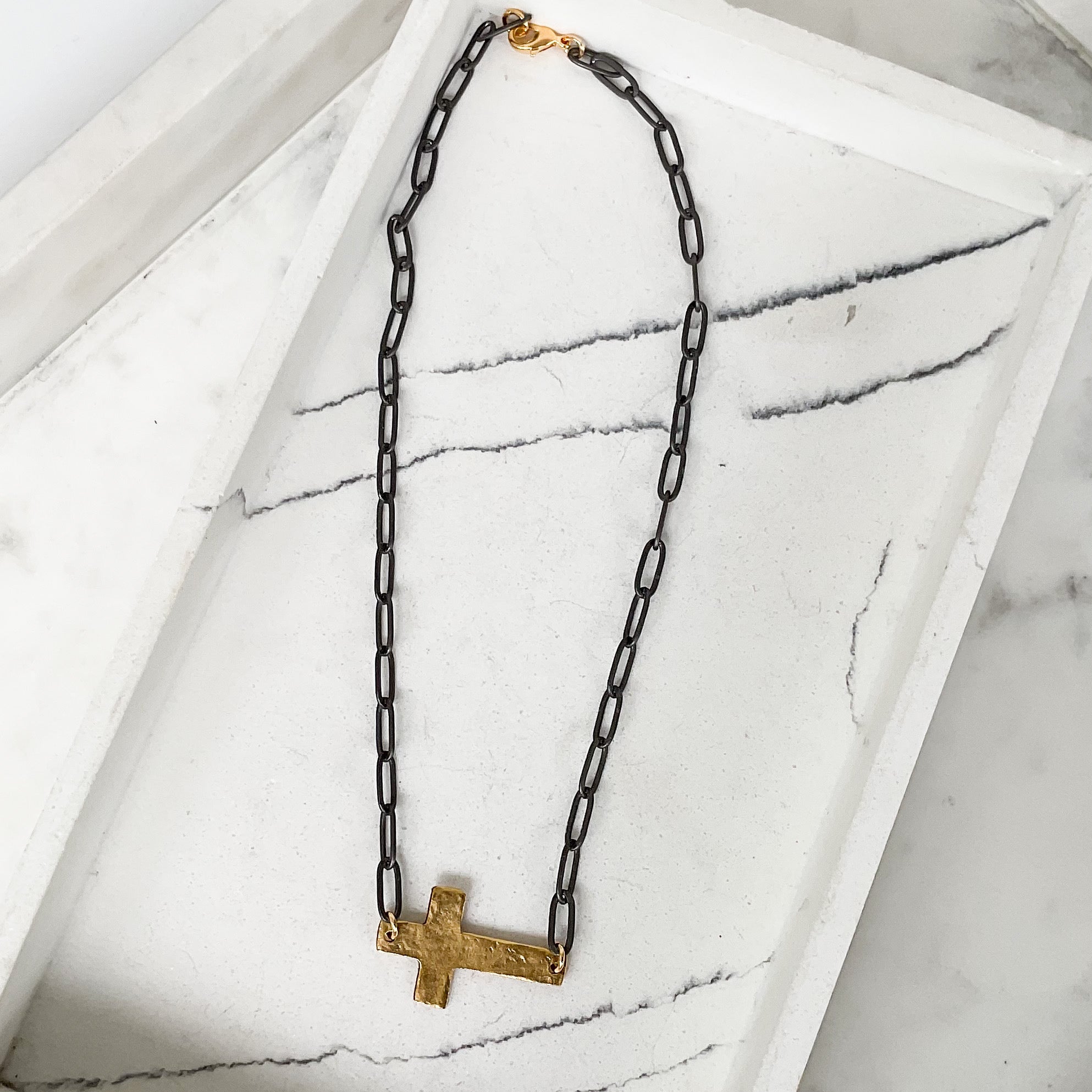 Hammered Cross on Large Paperclip