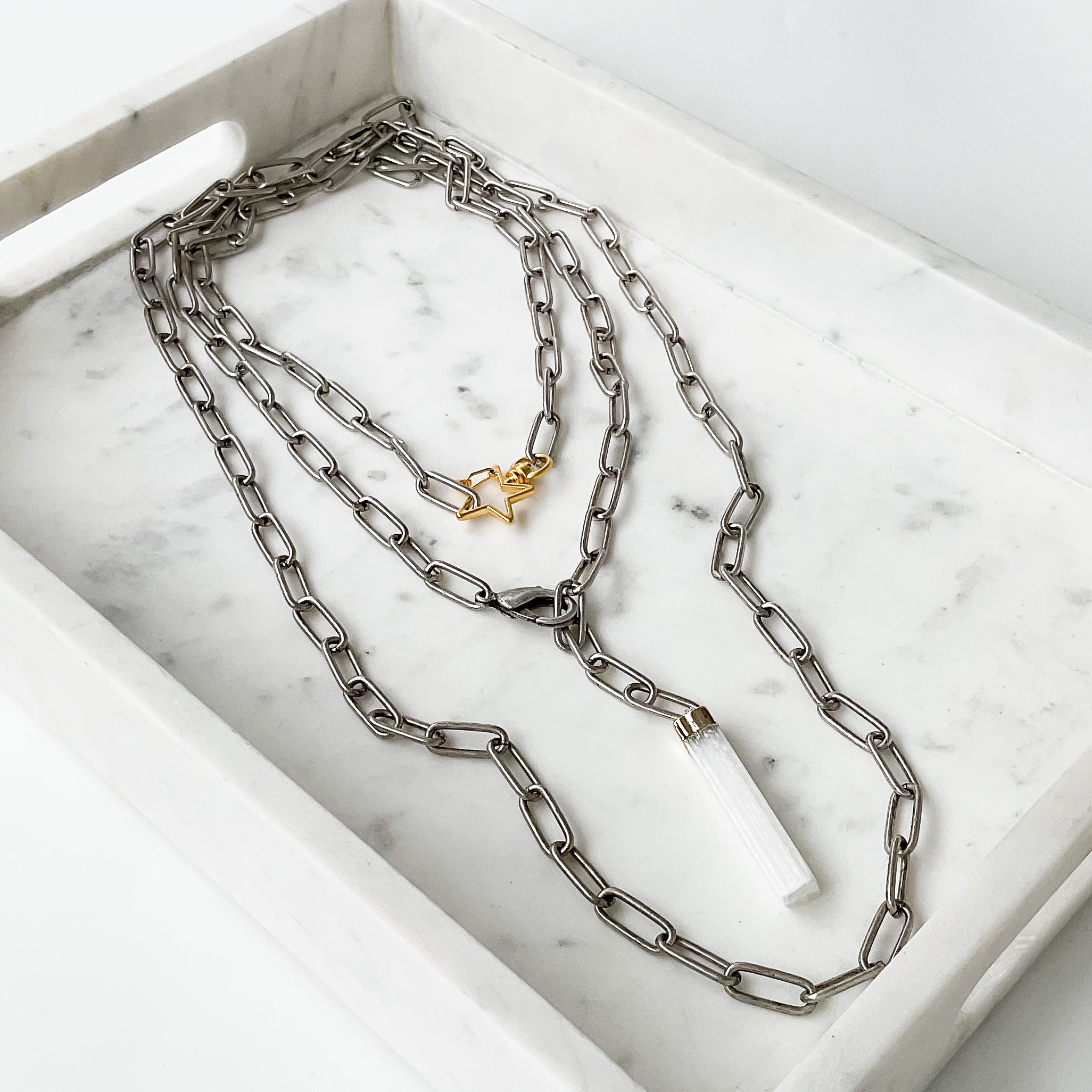 Gold Paperclip Chain Lock Necklace By Virtue – Bella Vita Gifts & Interiors