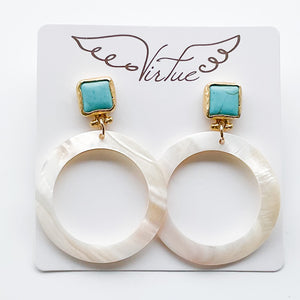 Turquoise Post w/ Shell Hoop