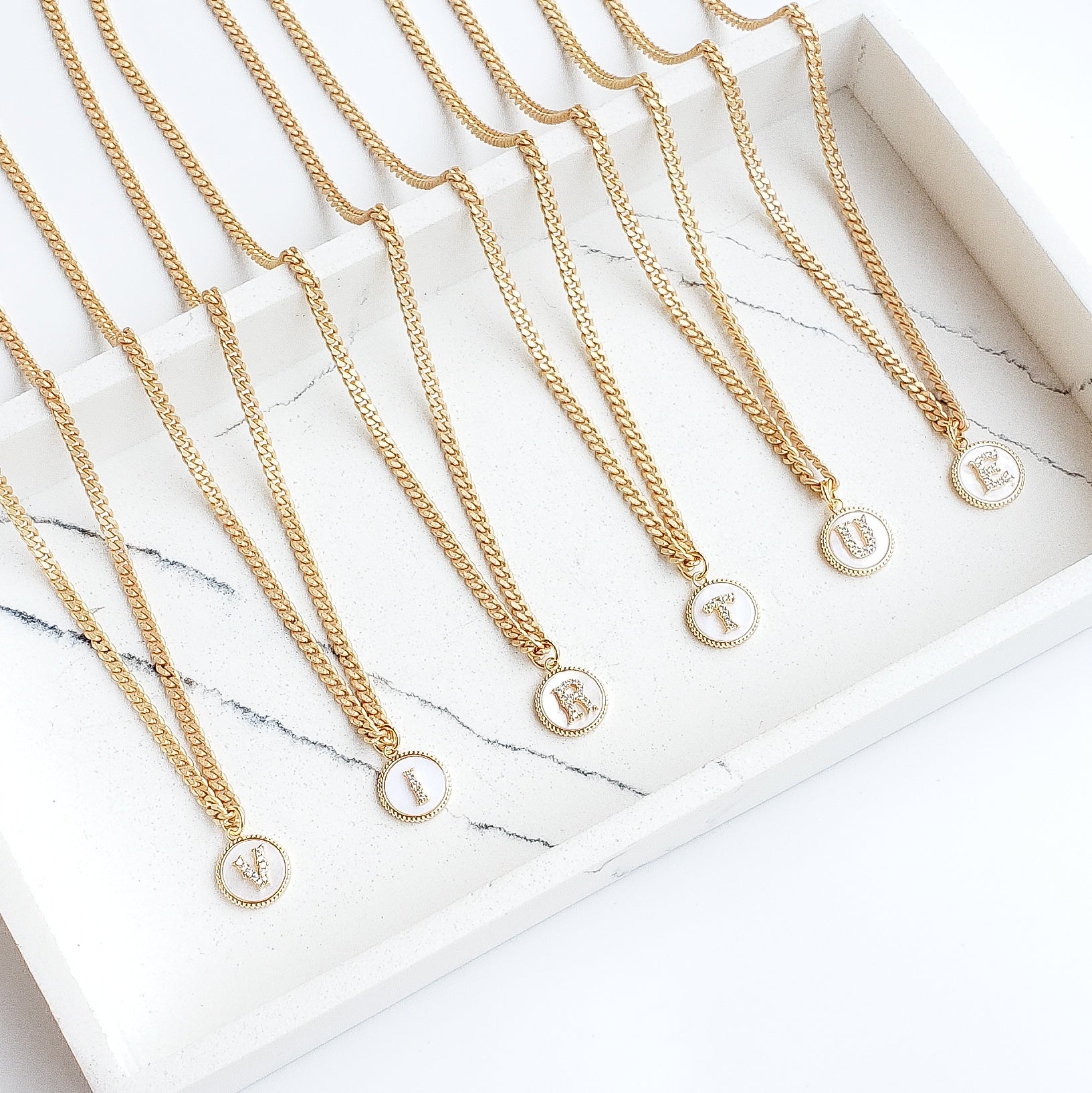 16” Monogram Necklace on Small Curb