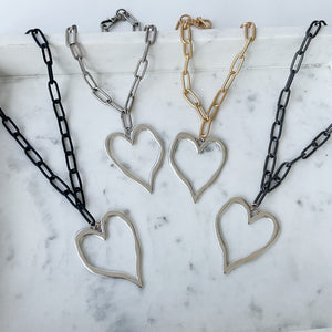 18” XL Paperclip w Heart Pendant
