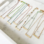 Rosary Hammered Bar Necklace 16”