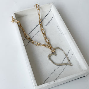 18” XL Paperclip w Heart Pendant