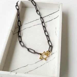Star Carabineer Necklace on XL Paperclip