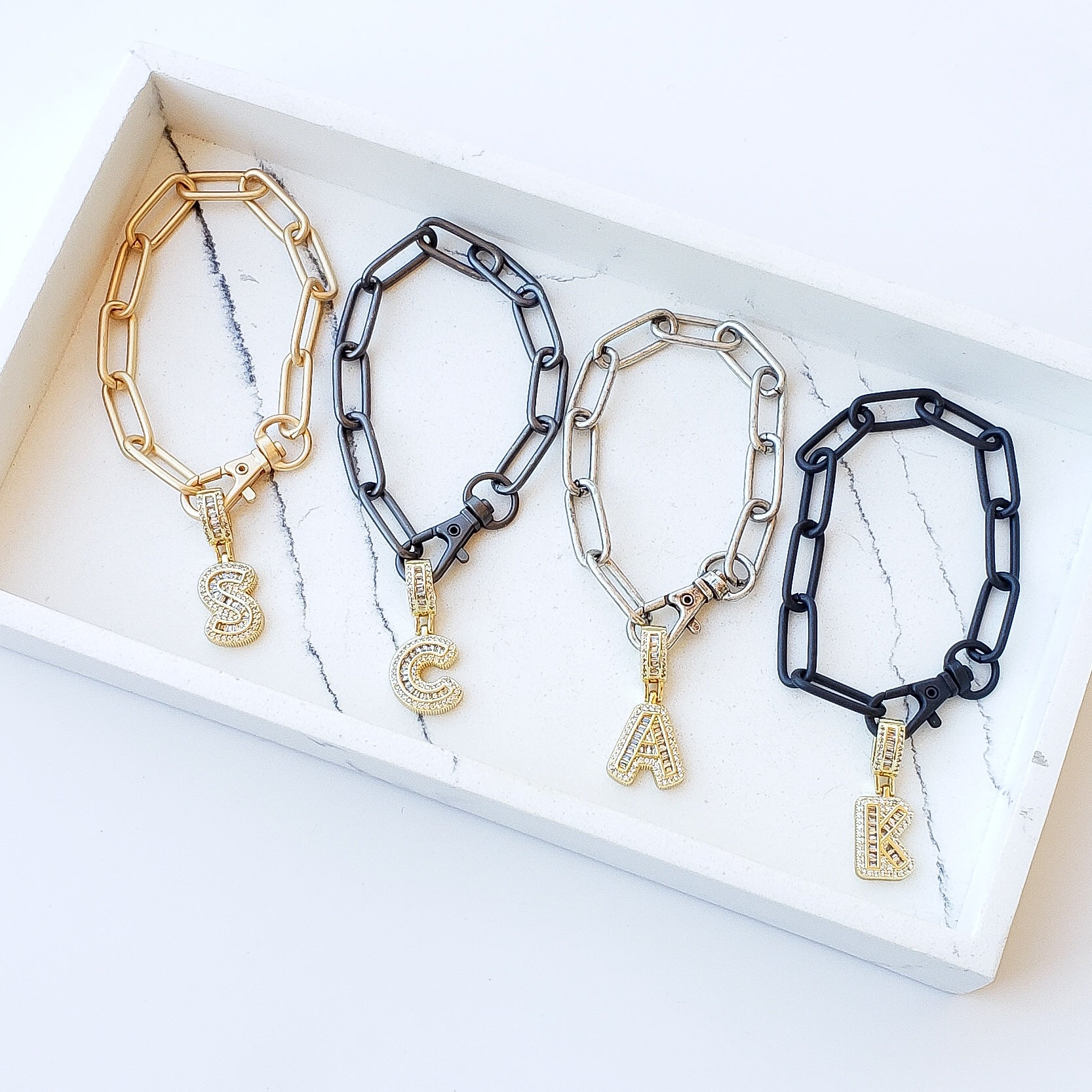 Interchangeable Rhinestone Monogram Bracelets