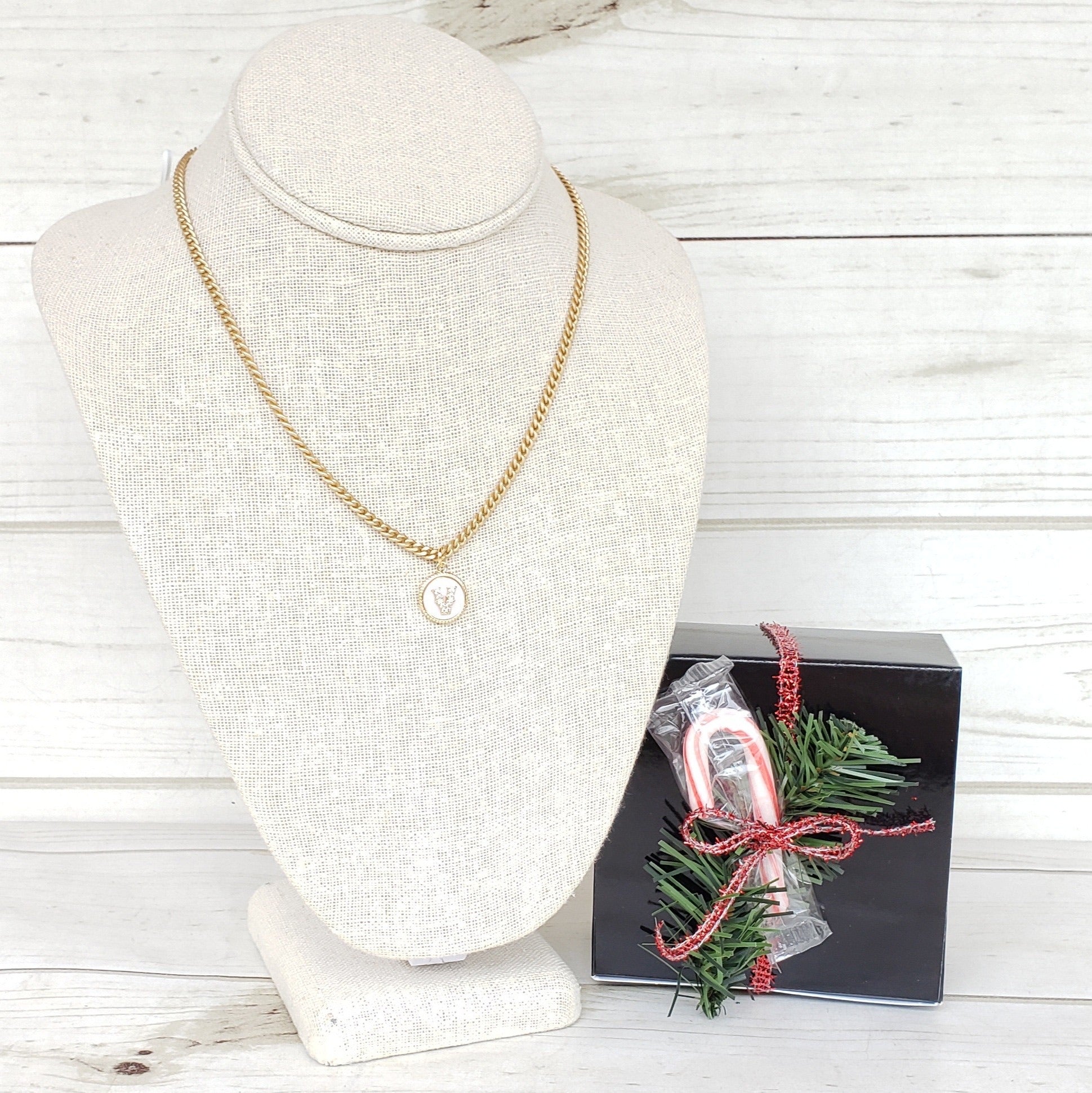 16” Monogram Necklace on Small Curb