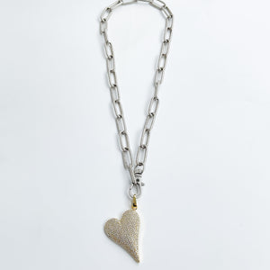 Rhinestone Caribineer Heart on XL Paperclip  18”