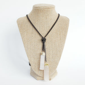 Knotted Double Selenite Necklace