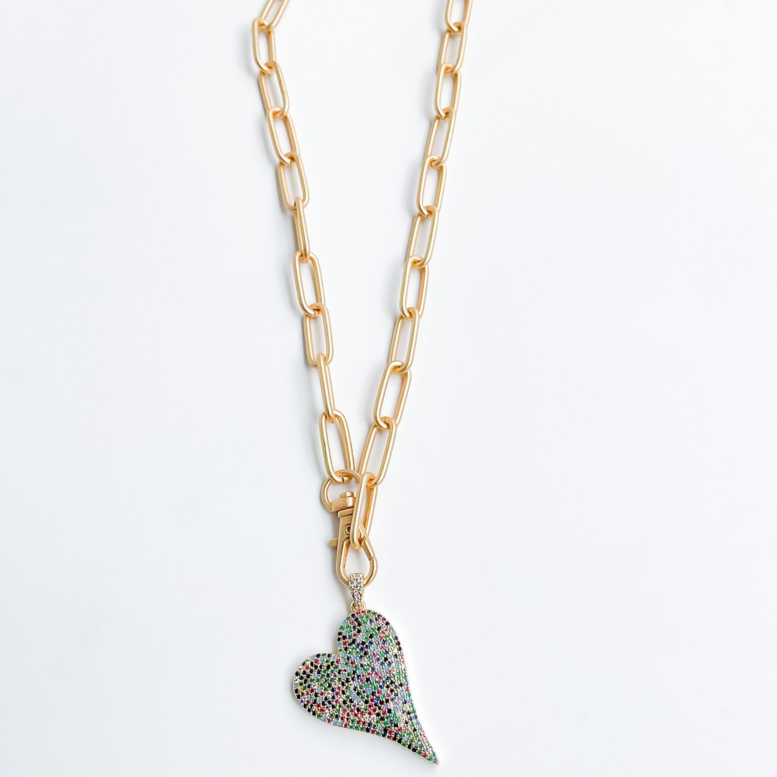 Rhinestone Caribineer Heart on XL Paperclip  18”