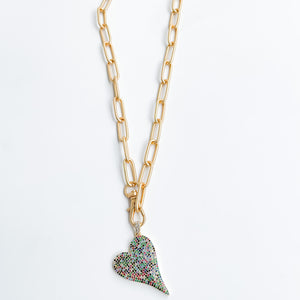 Rhinestone Caribineer Heart on XL Paperclip  18”