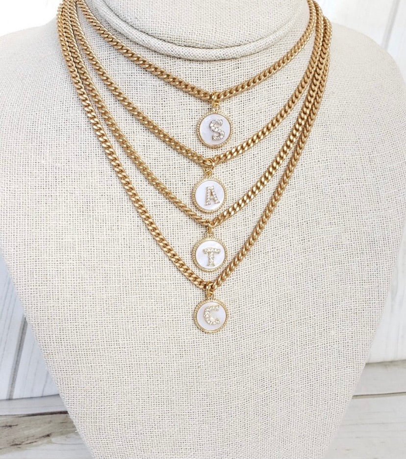 16” Monogram Necklace on Small Curb