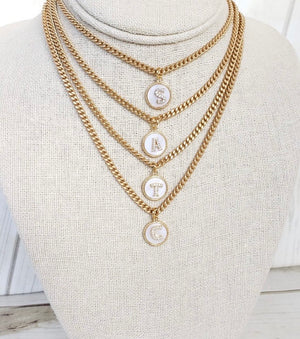 16” Monogram Necklace on Small Curb
