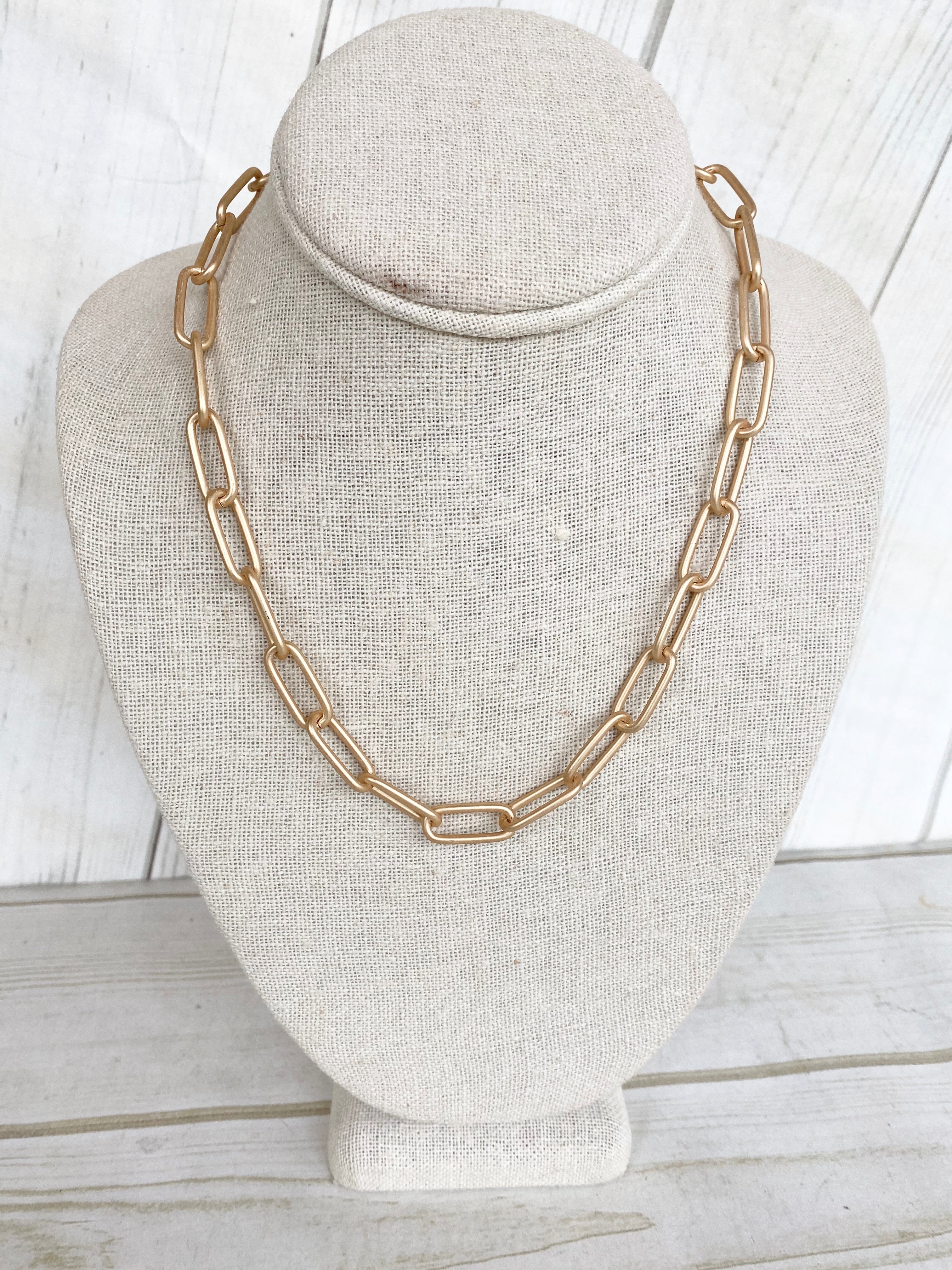 Gold Paperclip Chain Lock Necklace By Virtue – Bella Vita Gifts