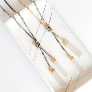 Knotted Double Selenite Necklace