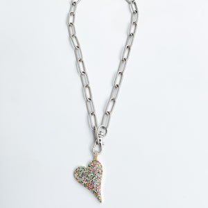 Rhinestone Caribineer Heart on XL Paperclip  18”