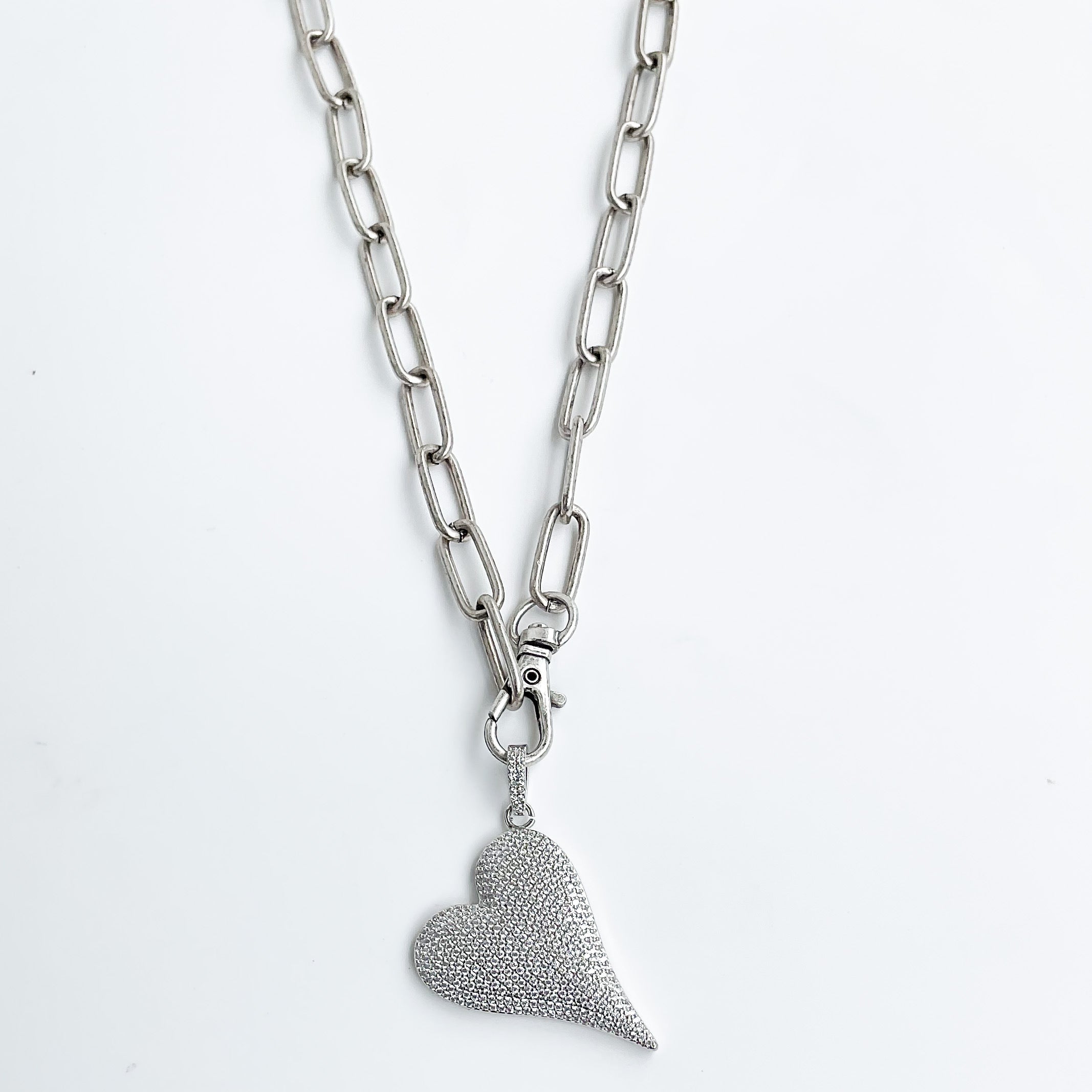Rhinestone Caribineer Heart on XL Paperclip  18”
