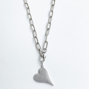 Rhinestone Caribineer Heart on XL Paperclip  18”