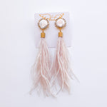 Sun Pearl Feather Earrings